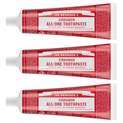 Dr. Bronner's tubo frontal canela mostrando envase y beneficio limpieza natural