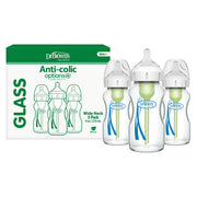 Dr. Brown's front view bottle showing clear glass and label for easy identification and confidence