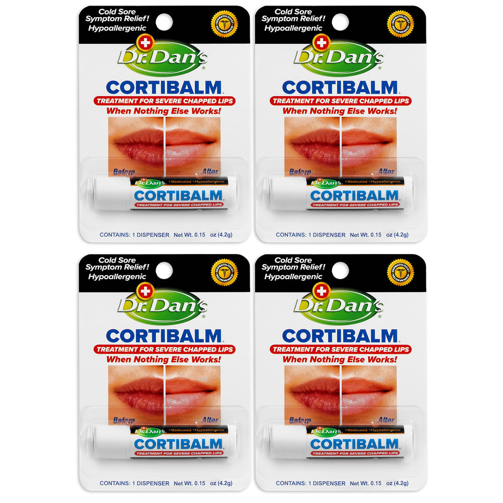 Dr. Dan's Cortibalm frente del pack mostrando cuatro barras y beneficio de ahorro