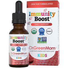 Dr. Green Mom frente del empaque mostrando ingredientes orgánicos y beneficios