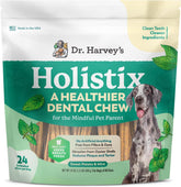 Dr. Harvey's empaque frontal Holistix mostrando beneficios y frescura
