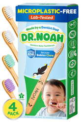 Dr. Noah vista frontal del pack de 4 cepillos, alternativa segura
