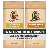 Dr. Squatch vista frontal del pack de dos botellas, conveniencia y ahorro