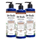 Dr Teal's envase frontal mostrando etiqueta y aroma coco
