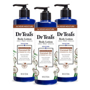 Dr Teal's envase frontal mostrando etiqueta y aroma coco