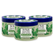 Dr Teal's envase frontal eucalipto y menta mostrando etiqueta clara y beneficio relajante