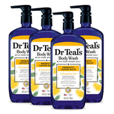 Dr Teal's vista frontal del pack de cuatro botellas grande, limpieza eficaz