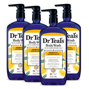 Dr Teal's vista frontal del pack de cuatro botellas grande, limpieza eficaz