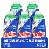 Drano bottle front label showing EarlyAction Foamer and fast clog relief benefit