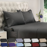 DREAMCARE queen sheet set front packaging showing gray color and included pieces