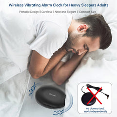 DreamSky sacudidor colocado bajo almohada mostrando cómo despierta eficazmente al usuario