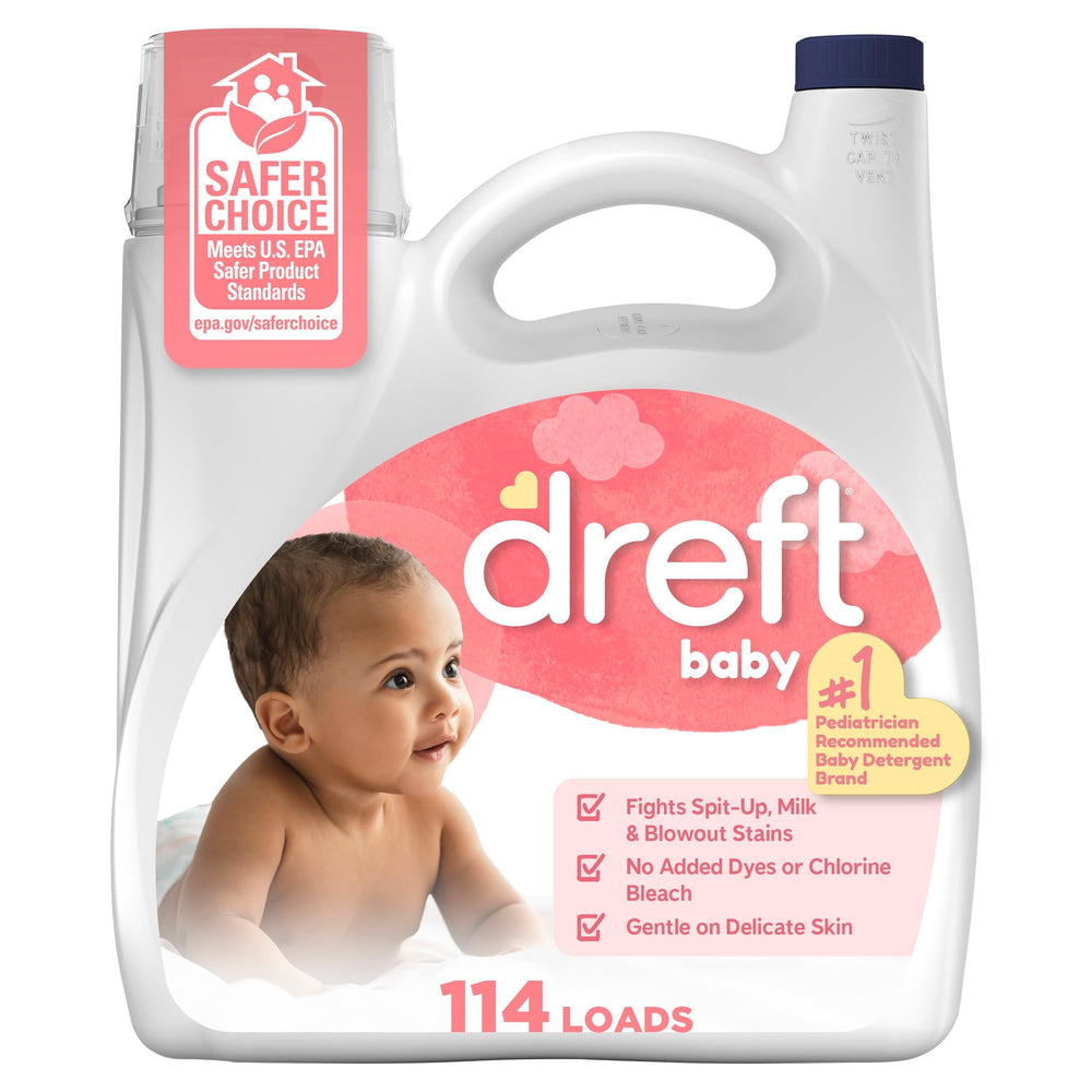 Dreft frontal botella 150 fl oz mostrando cantidad y uso seguro