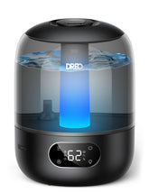 DREO front view showing compact black design and controls, adds quiet comfort