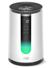 DREO front view of purifier showing compact design and fast air cleaning