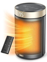 DREO front view compact heater showing grille and heat outlet for fast warming