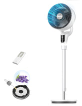 DREO front view standing fan showing full design and strong airflow benefit