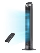 DREO vista frontal del ventilador de torre con flujo potente