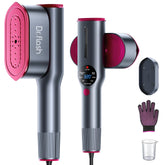DRFLASH front view showing compact travel steamer, highlights portability and quick use