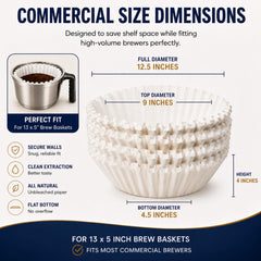 DRINK KATY'S filtro colocado en cesta de 13x5 en cafetera comercial, ajuste seguro