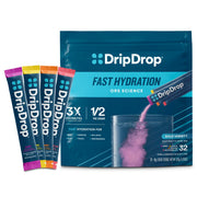 DripDrop pouch front showing bold variety pack branding and count