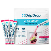 DripDrop Cherry Limeade pouch front showing packaging and count benefit
