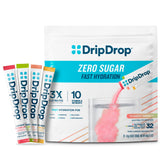 DripDrop front packaging variety 32 count showing product and flavors for quick hydration