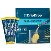 DripDrop front packaging lemon flavor showing box and branding for easy identification and quick purchase