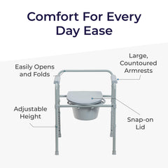 Drive Medical snap-on seat and lid close-up for quick tool-free assembly benefit