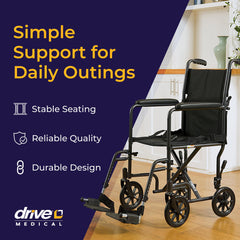 Drive Medical detalle del asiento de nylon acolchado fácil de limpiar y cómodo