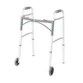 Drive Medical front view of walker showing stable frame and wheels for confident mobility
