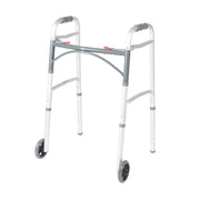 Drive Medical front view of walker showing stable frame and wheels for confident mobility