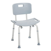 Drive Medical front view of chair showing stable frame and backrest for safer bathing