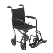 Drive Medical vista frontal de la silla mostrando plegado fácil y portabilidad