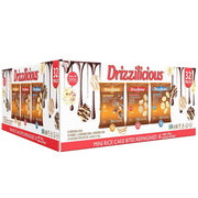 Drizzilicious front box showing 32-pack with flavor names and benefits