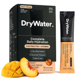 DryWater paquete delantero Peach Mango con diseño claro y beneficios visibles