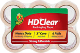 Duck HD clear front packaging showing six refill rolls and product branding benefit
