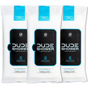 DUDE Wipes front packaging showing 24-count pack for easy travel freshness