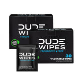 DUDE Wipes paquete frontal mostrando diseño y conveniencia