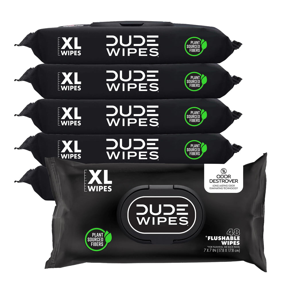 DUDE Wipes paquete frontal mostrando 288 toallitas y beneficio conveniencia