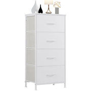 DUMOS nightstand front view showing four organized drawers and clean lines