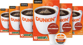 Dunkin' front packaging showing six-box bulk pack, convenient storage benefit