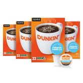 Dunkin' front box showing branding and flavor, convenient bulk supply