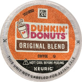Dunkin' front packaging of 96-count K-Cup pods showing original blend convenience