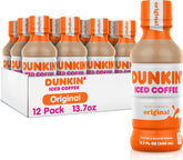Dunkin' bottle front packaging showing brand and ready-to-drink benefit