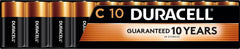 Duracell Coppertop C batteries front packaging showing quantity and brand benefit