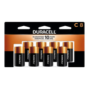 Duracell Coppertop C frontal del empaque mostrando cantidad y duración