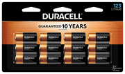 Duracell CR123A front pack showing 12-count and branding for dependable storage