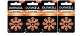 Duracell paquete frontal tamaño 13 mostrando cantidad y color naranja, fácil elección