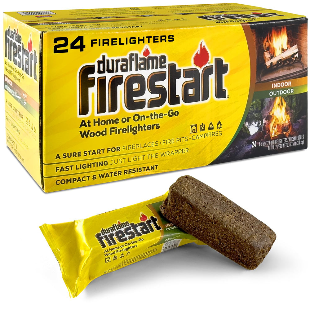 Duraflame embalaje frontal mostrando 24 unidades y comodidad de almacenamiento
