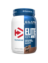 Dymatize envase frontal sabor chocolate mostrando el etiquetado y beneficios